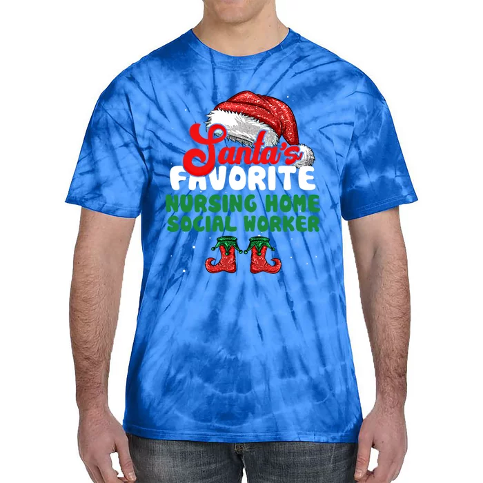 Funny Santa's Favorite Nursing Home Social Worker Christmas Cute Gift Tie-Dye T-Shirt