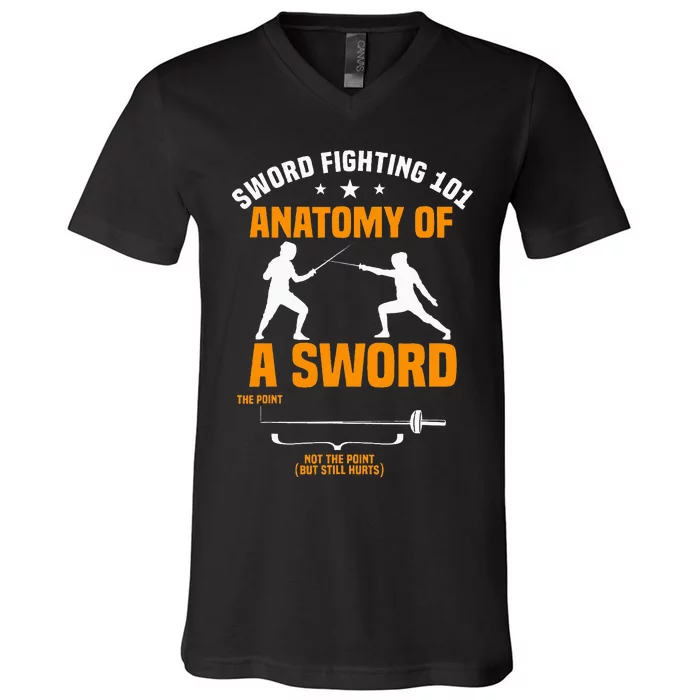 Fencing Sword Fighting Combat Sport Fence Foil Epee Sabre V-Neck T-Shirt