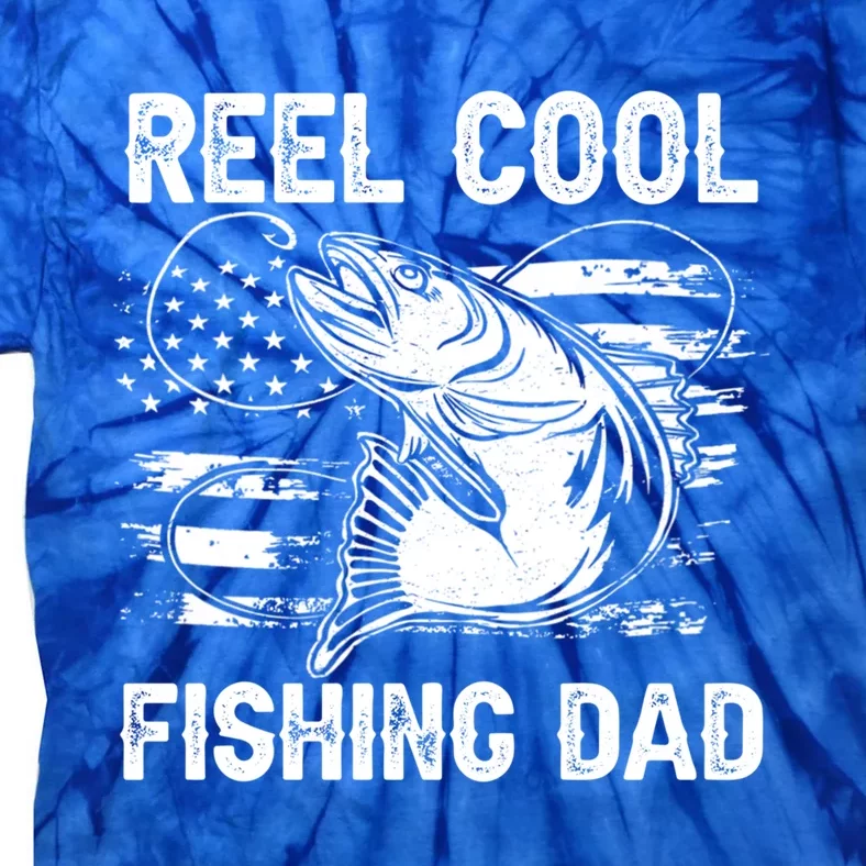 Fishing Stuff For Fathers Day Reel Cool Dad American Flag Meaningful Gift Tie-Dye T-Shirt