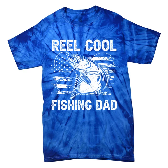 Fishing Stuff For Fathers Day Reel Cool Dad American Flag Meaningful Gift Tie-Dye T-Shirt