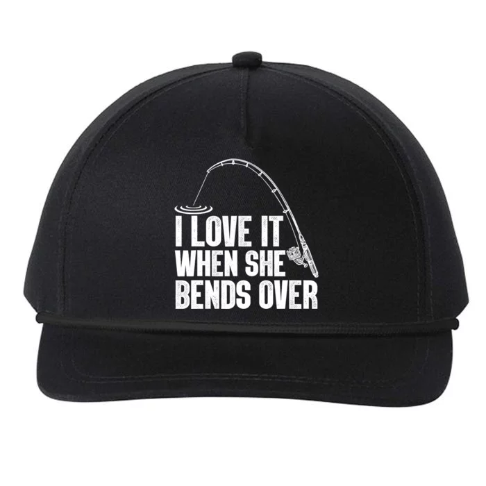 Fishing Shirt Funny I Love It When She Bends Over Shirt Funny Fly Fishing Meme Snapback Five-Panel Rope Hat