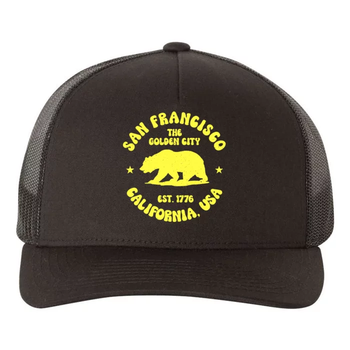 Funny San Francisco Retro California Bear Travel Yupoong Adult 5-Panel Trucker Hat