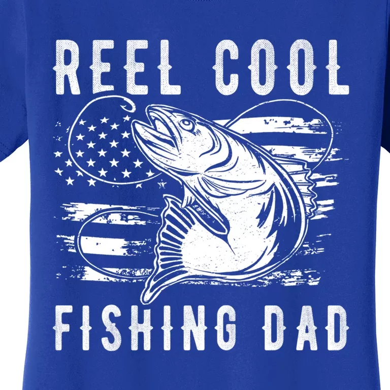 Fishing Stuff For Fathers Day Reel Cool Dad American Flag Meaningful Gift Women's T-Shirt