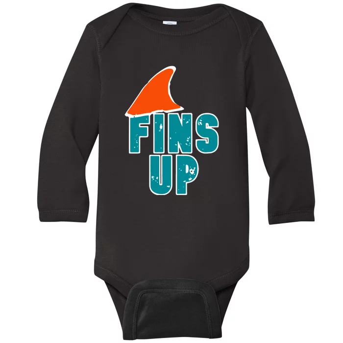 Funny Sport Fins Up Gift For Miami Fan Baby Long Sleeve Bodysuit