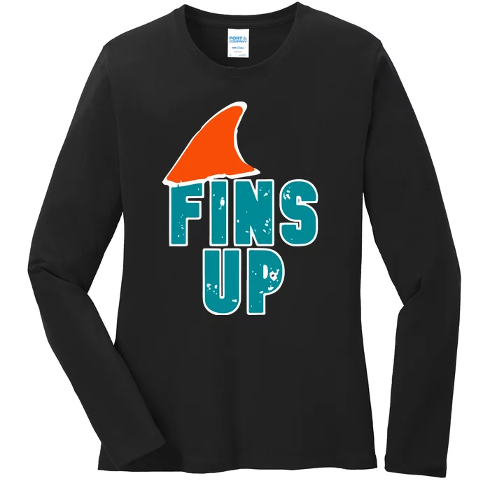 Funny Sport Fins Up Gift For Miami Fan Ladies Long Sleeve Shirt