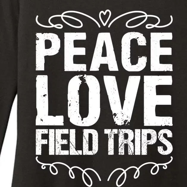 Funny School Field Day Trips Vibes Peace Love Field Trips Gift Womens CVC Long Sleeve Shirt