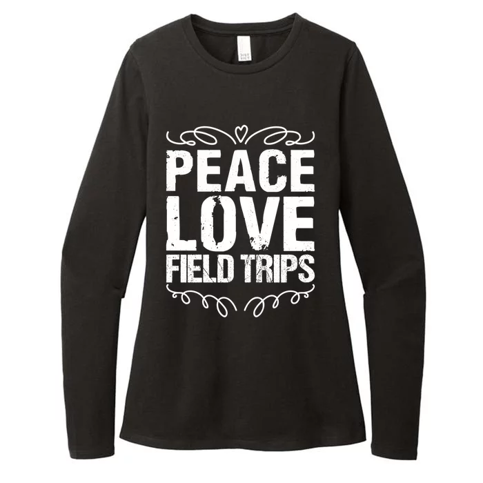 Funny School Field Day Trips Vibes Peace Love Field Trips Gift Womens CVC Long Sleeve Shirt