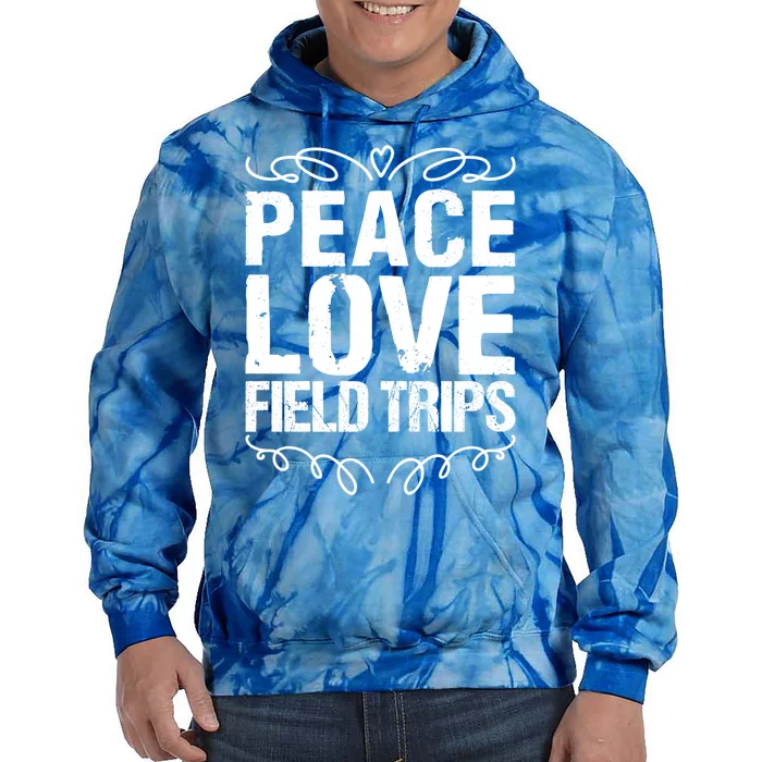 Funny School Field Day Trips Vibes Peace Love Field Trips Gift Tie Dye Hoodie