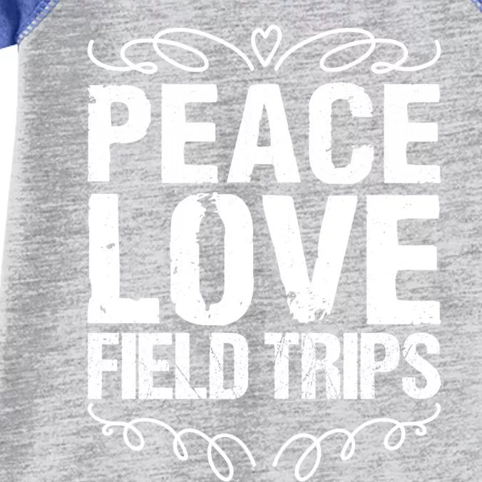 Funny School Field Day Trips Vibes Peace Love Field Trips Gift Infant Baby Jersey Bodysuit