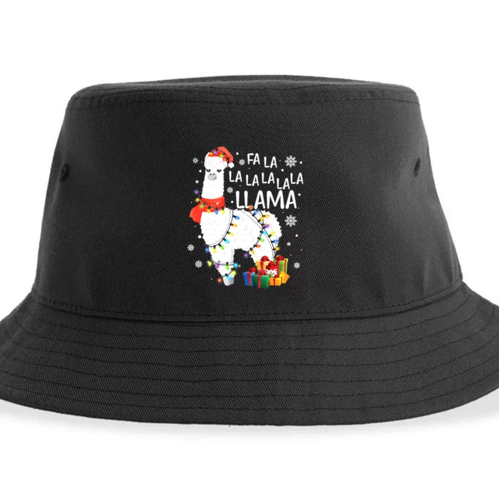 Funny Santa Fa La Llama Christmas Merry Xmas Team Santa Sustainable Bucket Hat