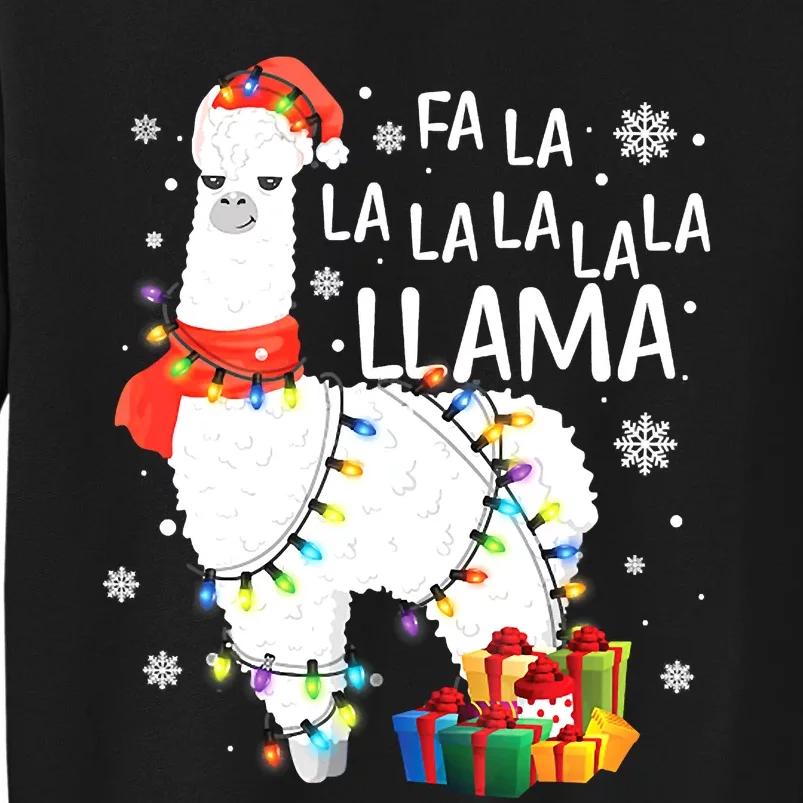 Funny Santa Fa La Llama Christmas Merry Xmas Team Santa Tall Sweatshirt