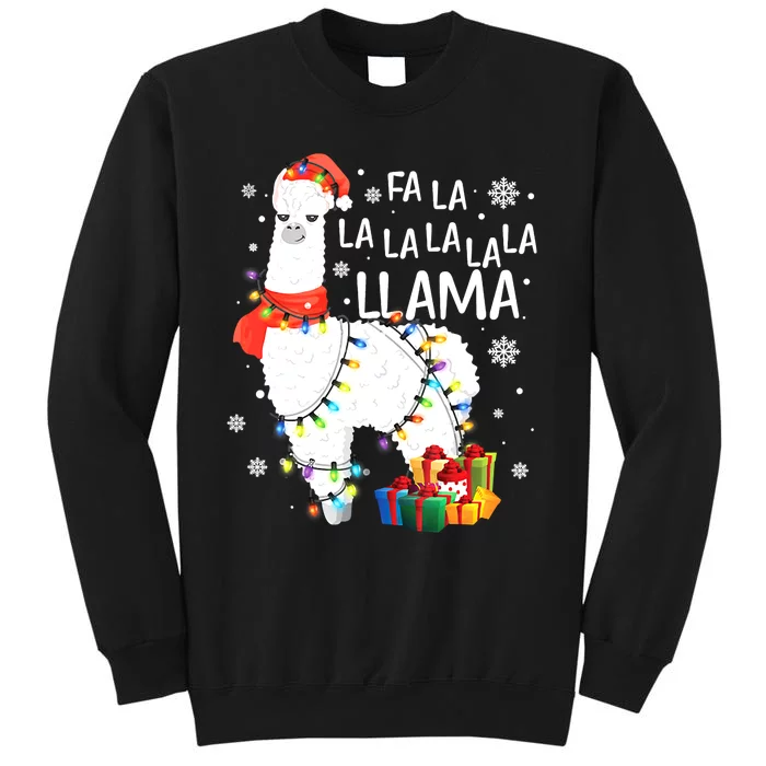 Funny Santa Fa La Llama Christmas Merry Xmas Team Santa Tall Sweatshirt