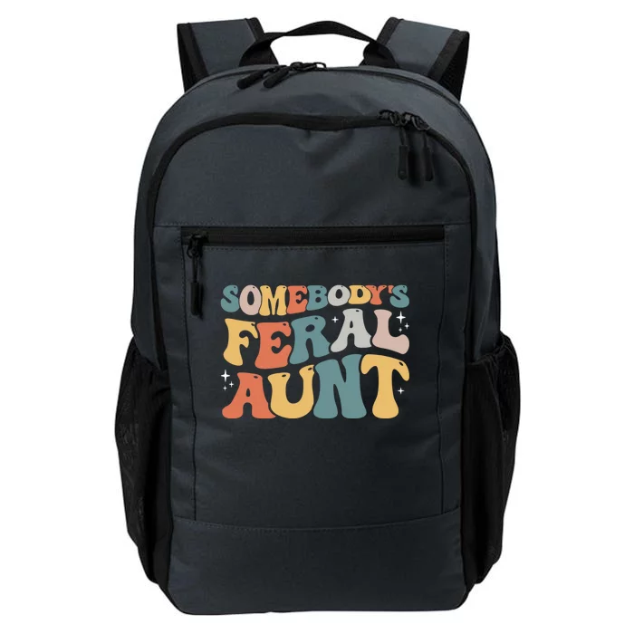 Funny Somebody's Feral Aunt Groovy For Mom Mother's Day Daily Commute Backpack