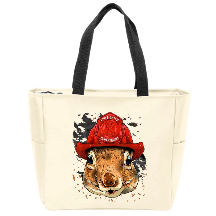 Firefighter Squirrel Fire Department Fireman Squirrel Lover Zip Tote Bag