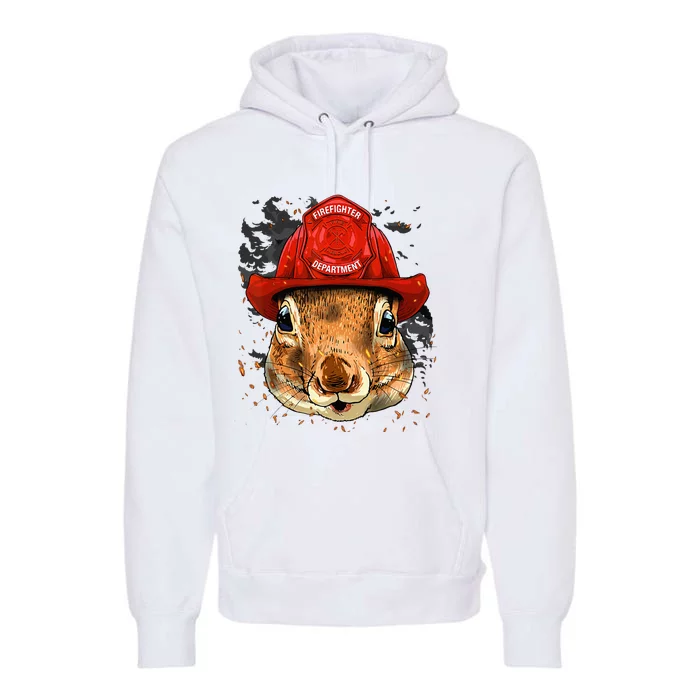 Firefighter Squirrel Fire Department Fireman Squirrel Lover Premium Hoodie