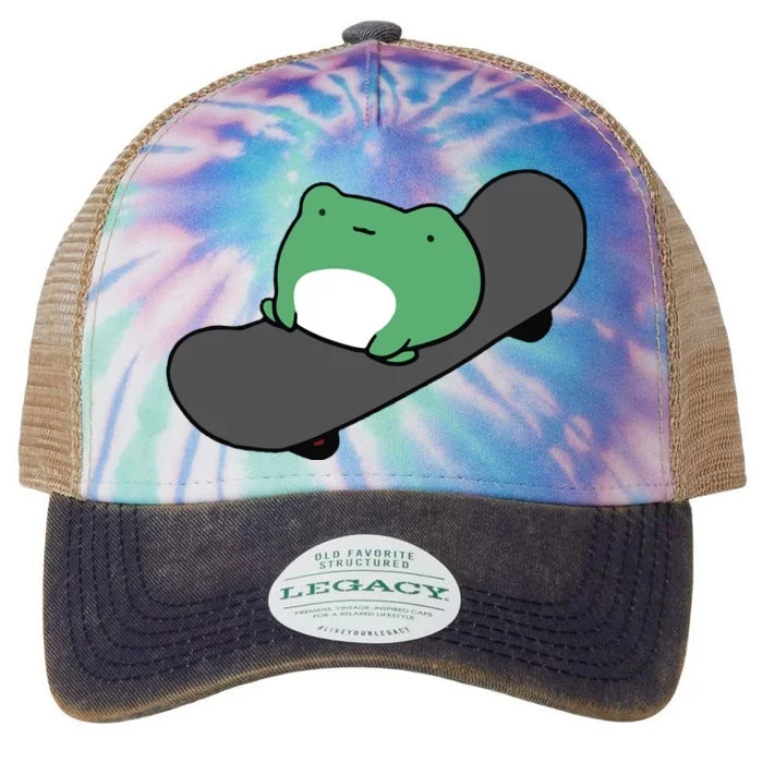 Funny Skateboarding Frog Legacy Tie Dye Trucker Hat