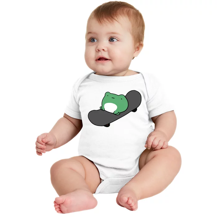 Funny Skateboarding Frog Baby Bodysuit