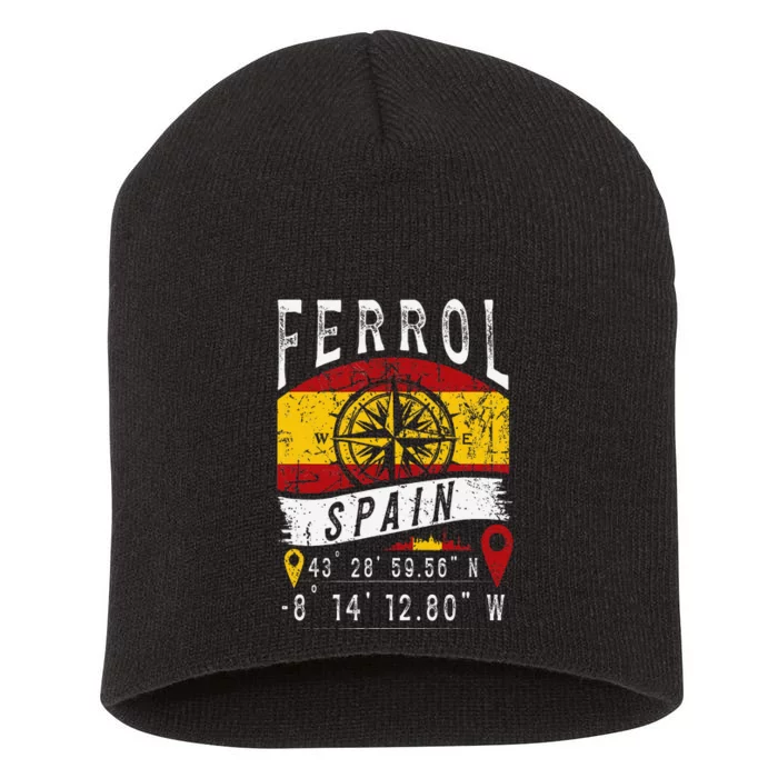 Ferrol Spain Flag Gps Coordinates Of Ferrol Short Acrylic Beanie