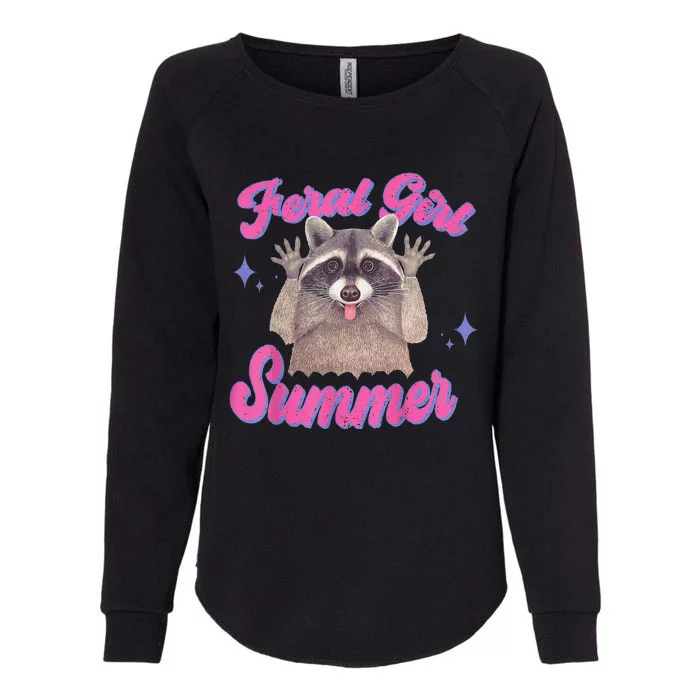 Feral Summer Funny Raccoon Womens California Wash Sweatshirt