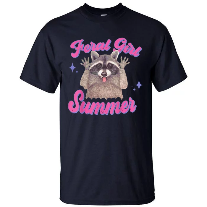 Feral Summer Funny Raccoon Tall T-Shirt