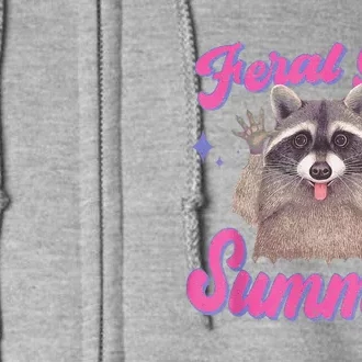 Feral Summer Funny Raccoon Full Zip Hoodie