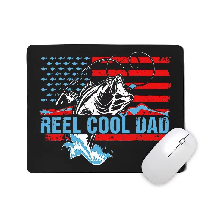 Fishing Stuff For Fathers Day Reel Cool Dad American Flag Mousepad