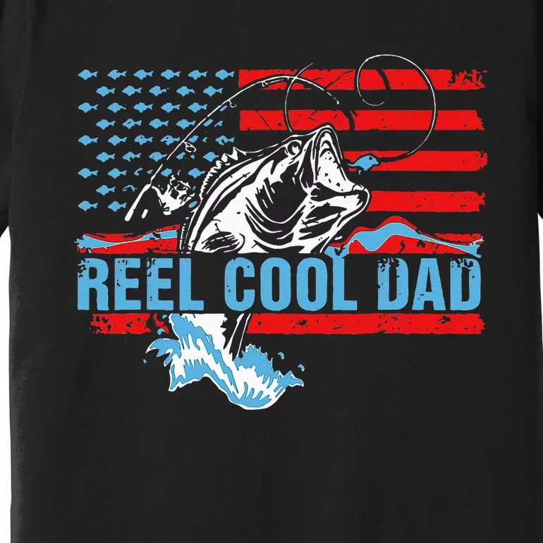 Fishing Stuff For Fathers Day Reel Cool Dad American Flag Premium T-Shirt