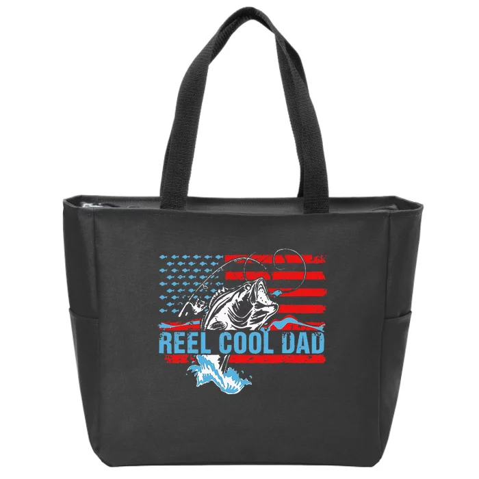 Fishing Stuff For Fathers Day Reel Cool Dad American Flag Zip Tote Bag