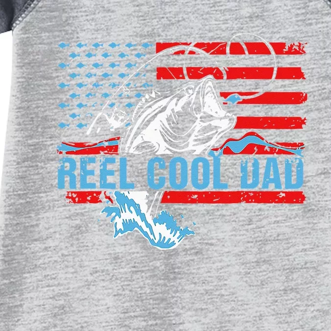 Fishing Stuff For Fathers Day Reel Cool Dad American Flag Infant Baby Jersey Bodysuit