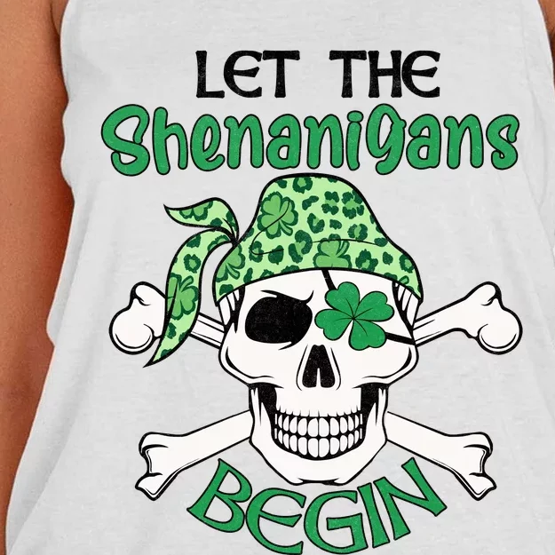 Let The Shenanigans Begin ST Patricks Day Women's Knotted Racerback Tank