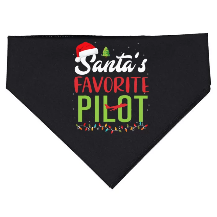 Funny SantaS Favorite Pilot Christmas Santa Hat Lights USA-Made Doggie Bandana