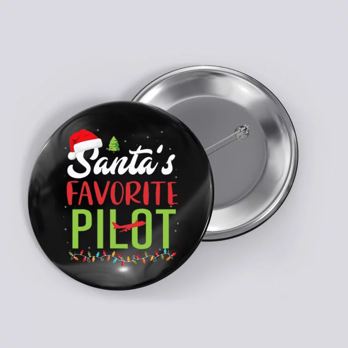 Funny SantaS Favorite Pilot Christmas Santa Hat Lights Button