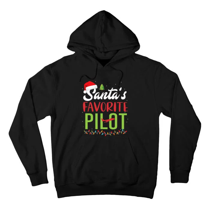 Funny SantaS Favorite Pilot Christmas Santa Hat Lights Tall Hoodie