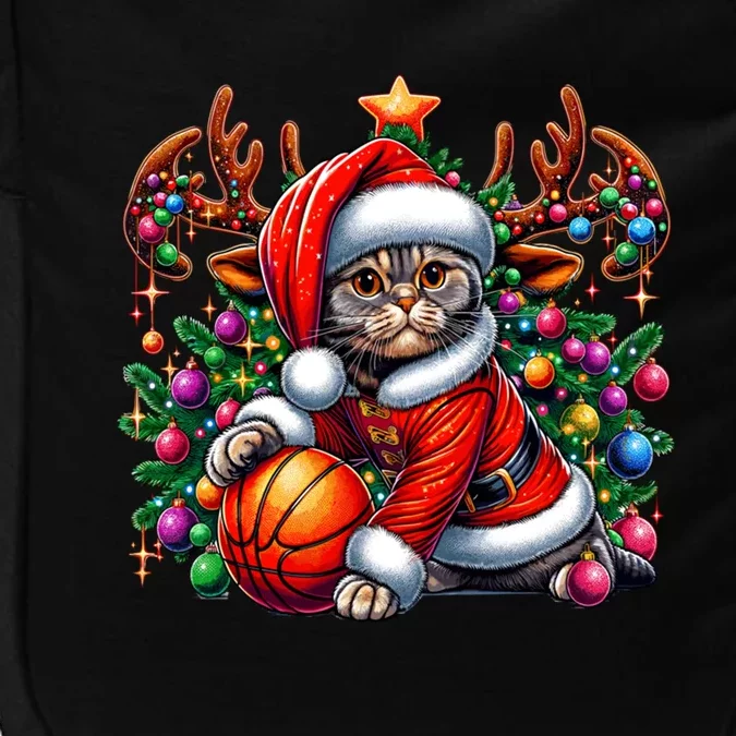 Funny Scottish Fold Cat Play Basketball Christmas Meaningful Gift Impact Tech Backpack