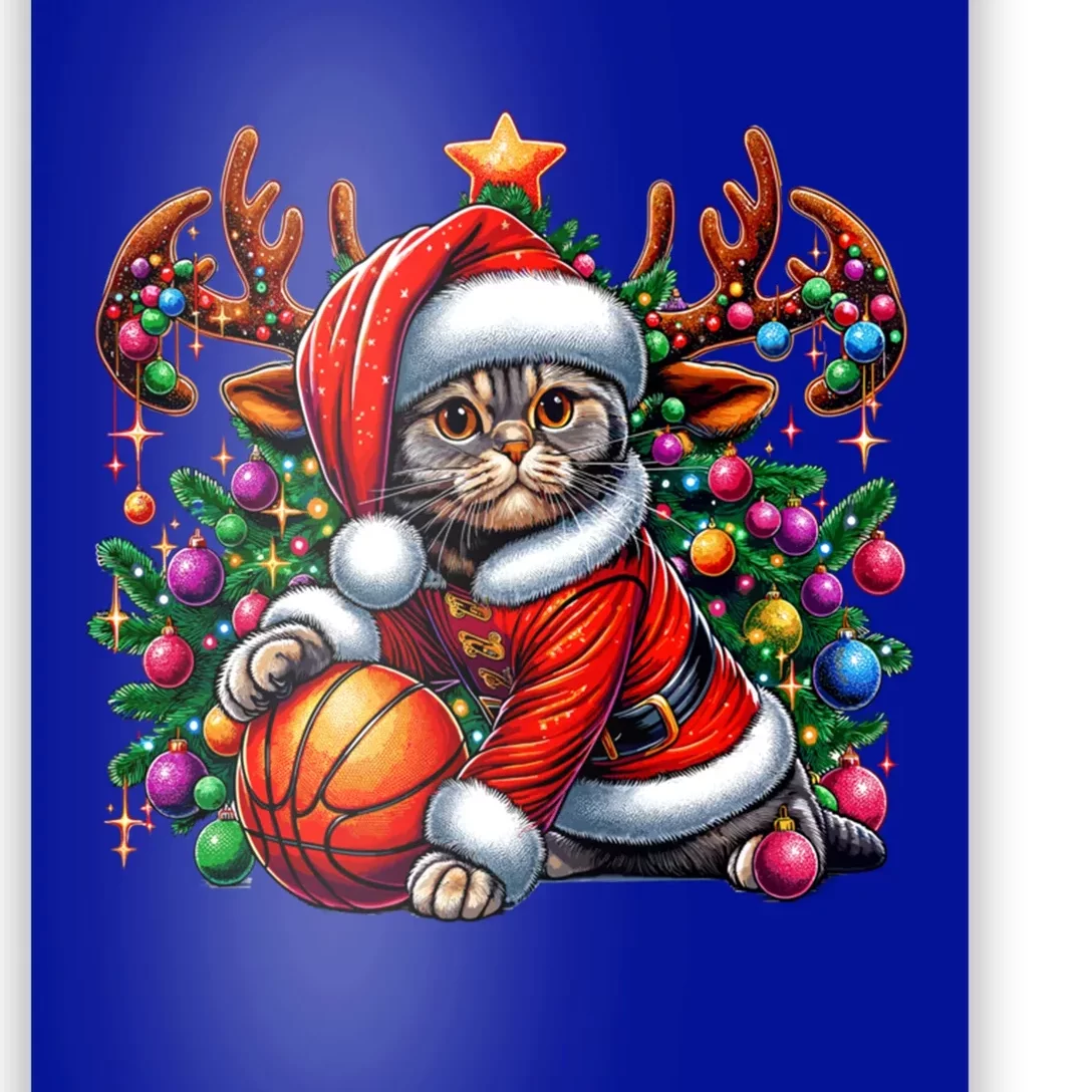 Funny Scottish Fold Cat Play Basketball Christmas Meaningful Gift Poster