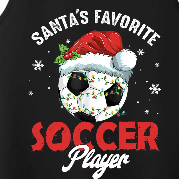 Funny Santa's Favorite Soccer Player Christmas Pajama TShirt Performance Tank