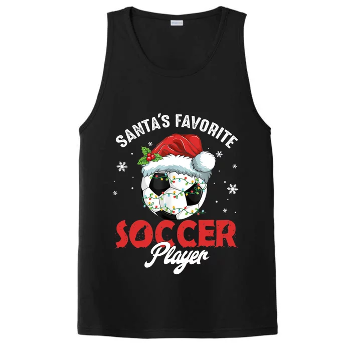 Funny Santa's Favorite Soccer Player Christmas Pajama TShirt Performance Tank