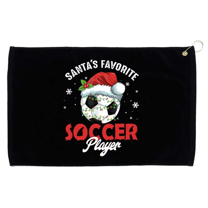 Funny Santa's Favorite Soccer Player Christmas Pajama TShirt Grommeted Golf Towel