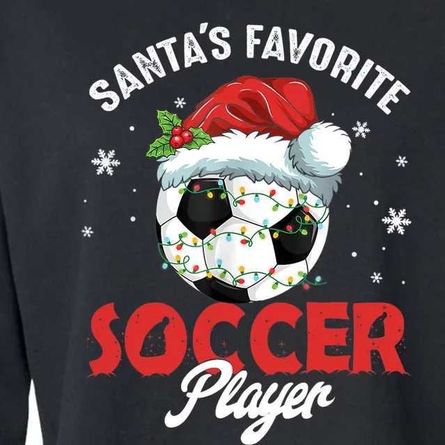 Funny Santa's Favorite Soccer Player Christmas Pajama TShirt Cropped Pullover Crew