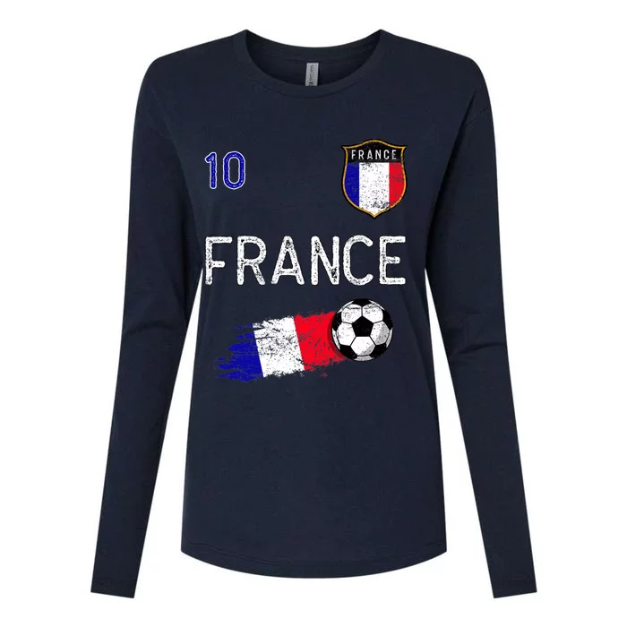 France Soccer Fans Jersey French Flag Football Lovers Premium Womens Cotton Relaxed Long Sleeve T-Shirt