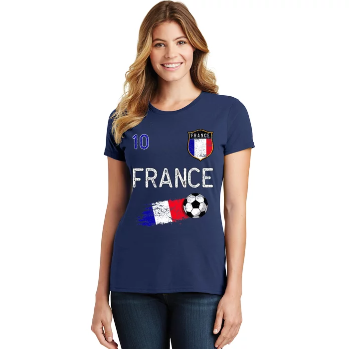 France Soccer Fans Jersey French Flag Football Lovers Premium Women's T-Shirt