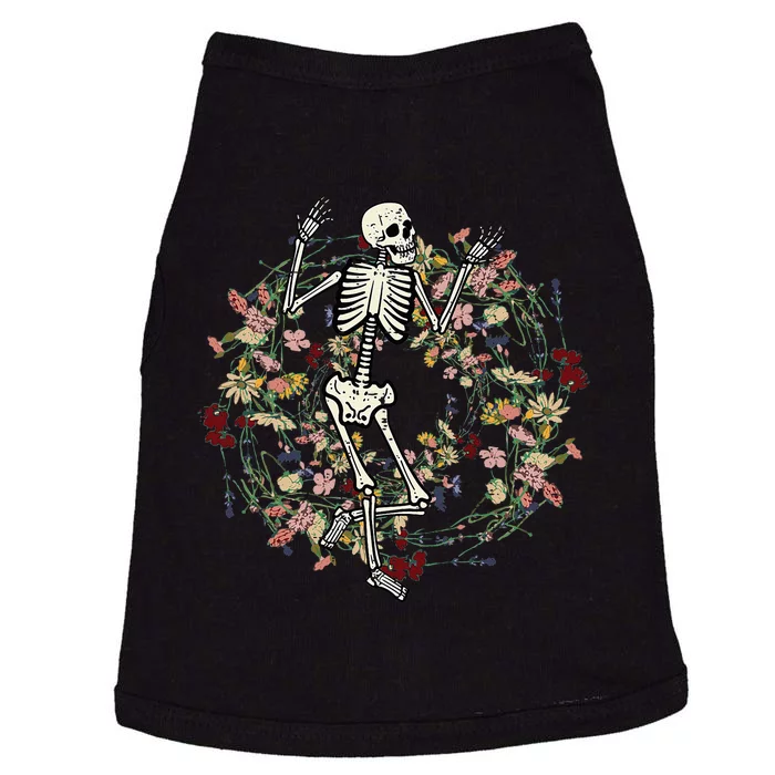 Floral Skeleton Funny Goth Halloween Costume Women Doggie Tank