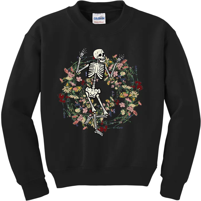 Floral Skeleton Funny Goth Halloween Costume Women Kids Sweatshirt