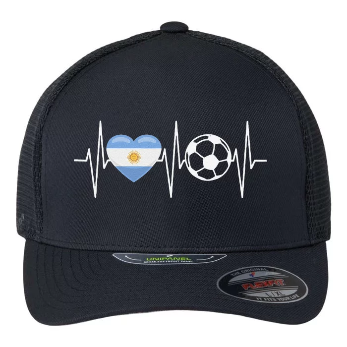 Funny Soccer Fan Heartbeat Argentines vintage Flexfit Unipanel Trucker Cap