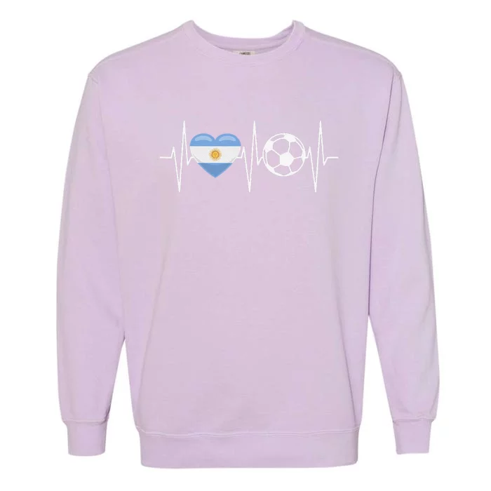 Funny Soccer Fan Heartbeat Argentines vintage Garment-Dyed Sweatshirt