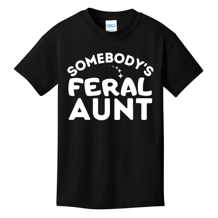 Funny Somebody's Feral Aunt Groovy For Mom Mother's Day Kids T-Shirt