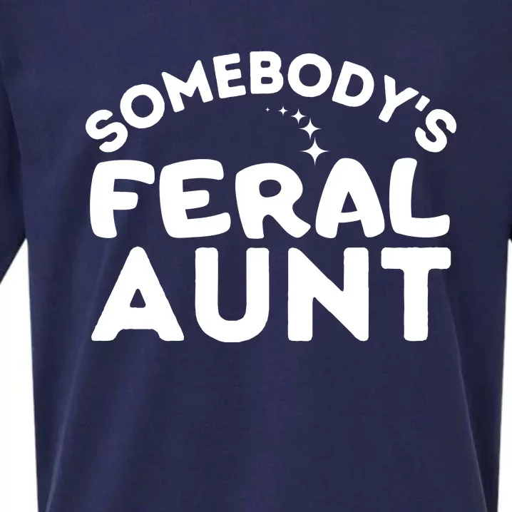 Funny Somebody's Feral Aunt Groovy For Mom Mother's Day Sueded Cloud Jersey T-Shirt