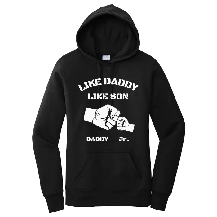 Father Son Fist Bump Matching Fathers Day Daddy Dad & Son Women's Pullover Hoodie