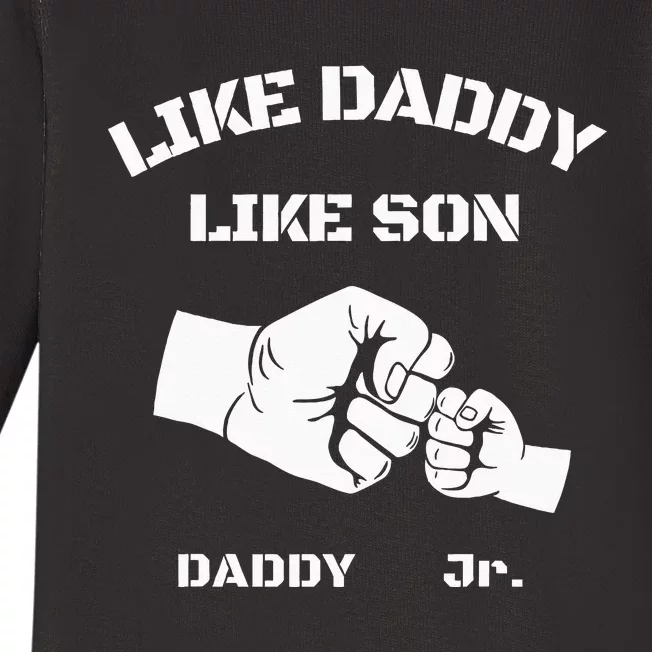 Father Son Fist Bump Matching Fathers Day Daddy Dad & Son Baby Long Sleeve Bodysuit