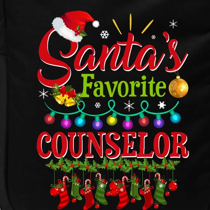 Funny SantaS Favorite Counselor Christmas Santa Hat Light Impact Tech Backpack